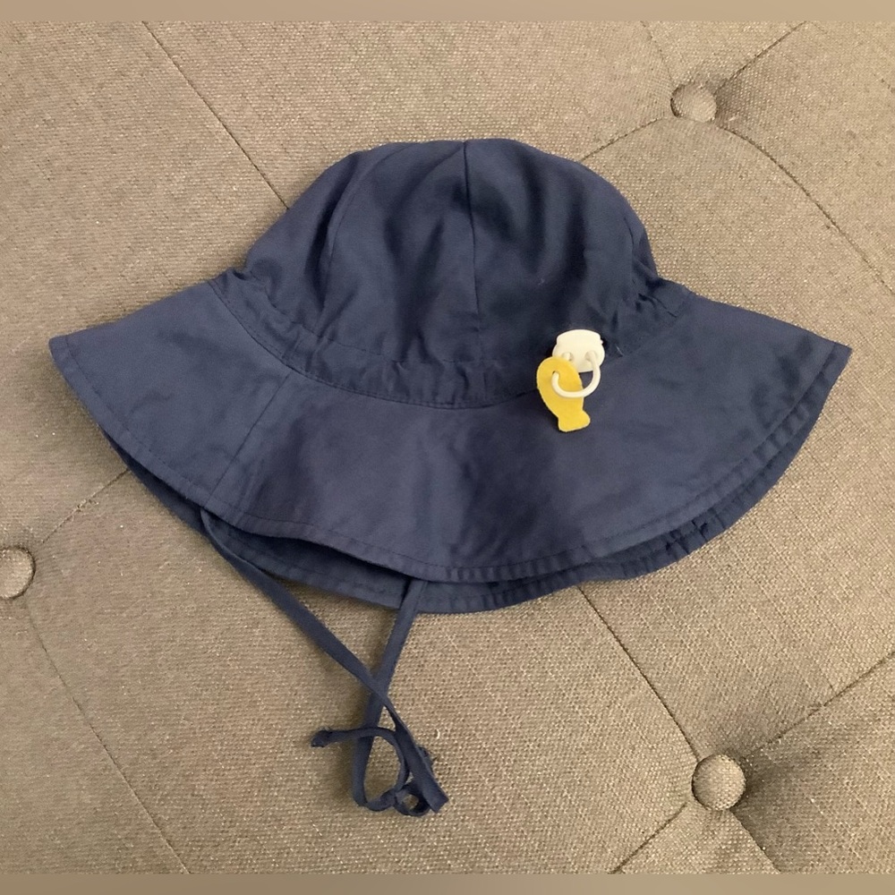 Blue baby sun bucket hat 0-12 months UPF50+ sun protection adjustable